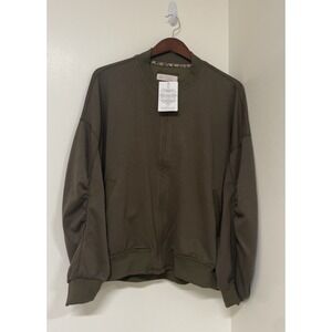 Leela & Lavender Double LUXE Bomber Jacket Olive Brown Women's Large NWT